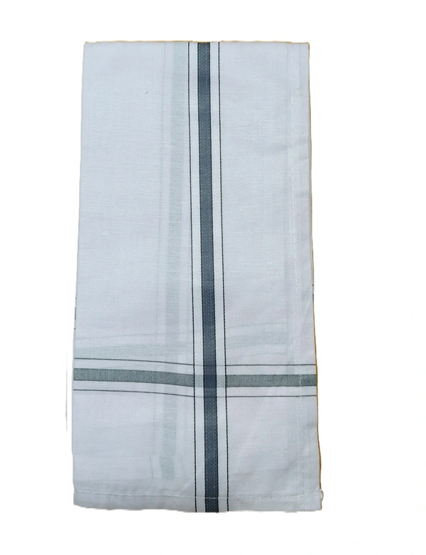 MENS PURE  COTTON  WHITE  COLOR MIX STRIP DESIGN HAND KERCHIEFS  SIZE-45*45 Cm - 45*45 CM, 12