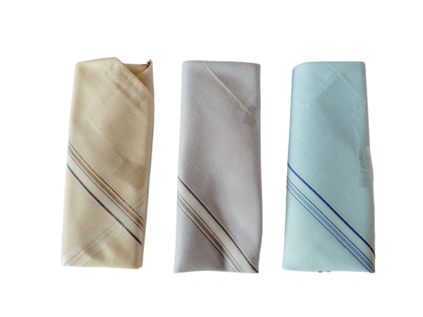 MENS PURE COTTON PREMIUM QUALITY MULTI   COLOR STRIP DESIGN HANKIES SET OF 18 PICES IN 6 BOX (EACH BOX P PICES HANKIES PACKING) - 44*44, 18
