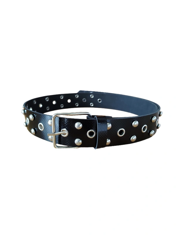 MEN'S  ANTIQUE SILVER CIRCLE METAL STUDDED DISTRESSED LEATHER BELT IN MULTI COLOR  - FREE, 6