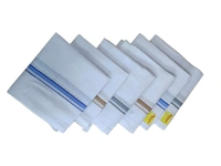 MENS PURE COTTON WHITE COLOR WITH MIX STRIP DESIGN HANDKERCHIEF  - 43*43, 12