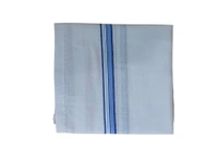 MENS PURE COTTON WHITE COLOR WITH MIX STRIP DESIGN HANDKERCHIEF  - 43*43, 12