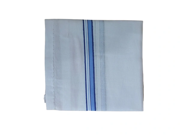 MENS PURE COTTON WHITE COLOR WITH MIX STRIP DESIGN HANDKERCHIEF  - 43*43, 12