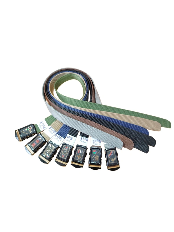 KIDS INDIAN NYLON MULTI COLOR MIX DESIGN ARMY BUCKLE BELT - SMALL, 12