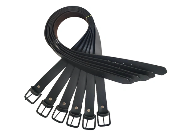 MENS PU LEATHER BLACK COLOR PINWHOLE BUCKLE BELT - FREE, 6