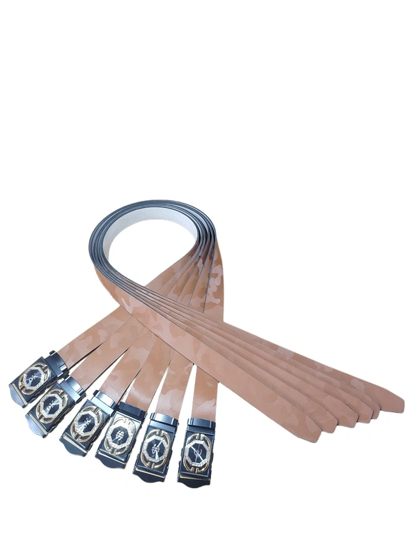 MENS PU LEATHER  WITH BLACK COLOR MIX DESIGN ARMY BUCKLE BELT  - FREE, 6