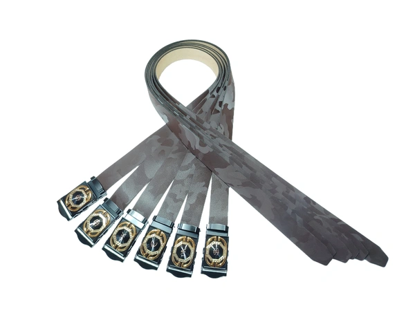 MENS PU LEATHER  WITH BLACK COLOR MIX DESIGN ARMY BUCKLE BELT  - FREE, 6