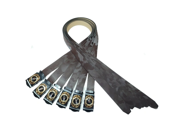 MENS PU LEATHER  WITH BLACK COLOR MIX DESIGN ARMY BUCKLE BELT  - FREE, 6