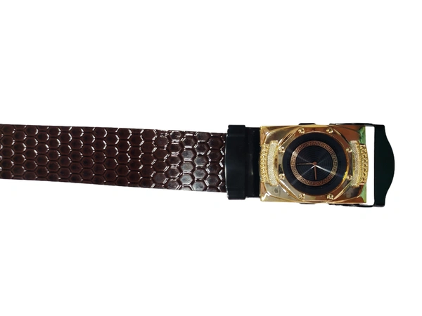 MENS PU LEATHER  WITH GOLDEN MIX DESIGN ARMY BUCKLE BELT  - FREE, 6
