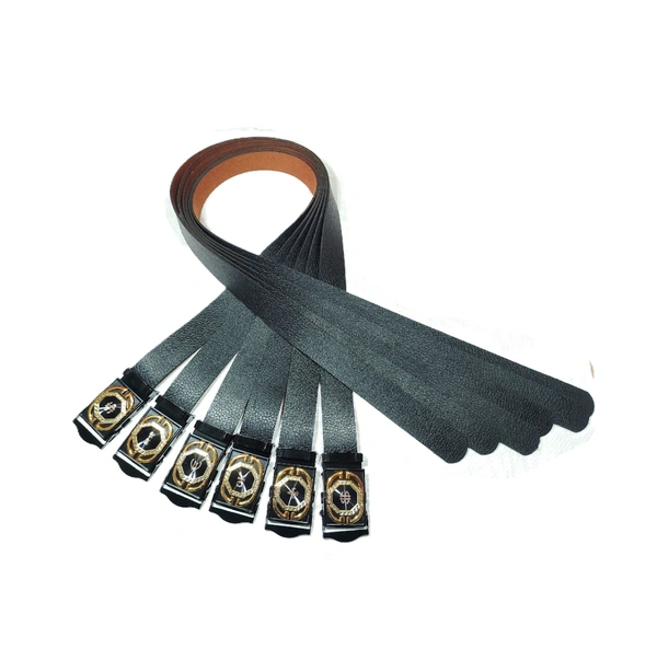 MENS PU LEATHER  WITH BLACK MIX DESIGN ARMY BUCKLE BELT  - FREE, 6