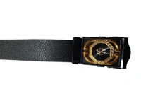 MENS PU LEATHER  WITH BLACK MIX DESIGN ARMY BUCKLE BELT  - FREE, 6