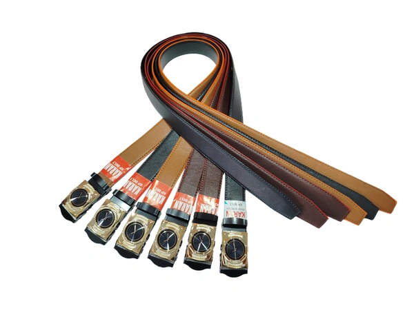 MENS MULTI COLOR PU LEATHER WITH BLACK MIX  DESIGN   ARMY BUCKLE BELT  - FREE, 6