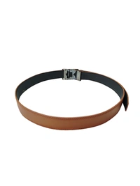 MENS PU LEATHER TAN COLOR GOLDEN DESIGN ARMY BUCKLE BELT - FREE, 6