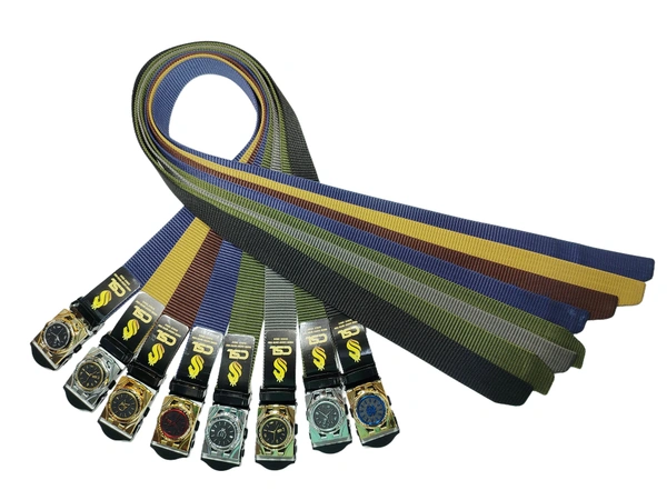 MENS CHINA  IMPORTED NYLONE MULTI COLOR MIX DESIGN AUTO BUCKLE BELT  - FREE, 12