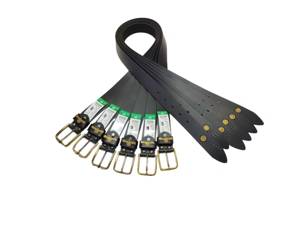 MENS PU LEATHER BLACK COLOR HEAVY KANTA BUCKLE BELT  - FREE, 6