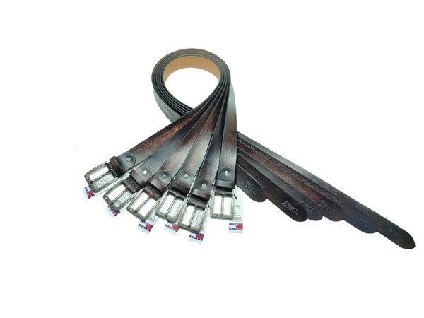 MENS  GENUINE LEATHER BROWN COLOR MIX  SIZE HEAVY KANTA BUCKLE BELT  - FREE, 6