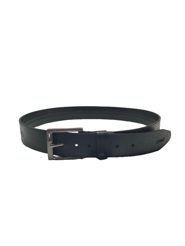 MENS GENUINE LEATHER BLACK COLOR HEAVY PIN WHOLE BUCKLE MIX SIZE BELT - FREE, 6