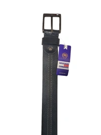 MENS GENUINE LEATHER BLACK COLOR HEAVY PIN WHOLE BUCKLE MIX SIZE BELT - FREE, 6