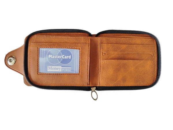 MENS 2 FOLD MIX COLOR STYLISH PU LEATHER WALLET WITH ZIP CLOSURE - FREE, 6