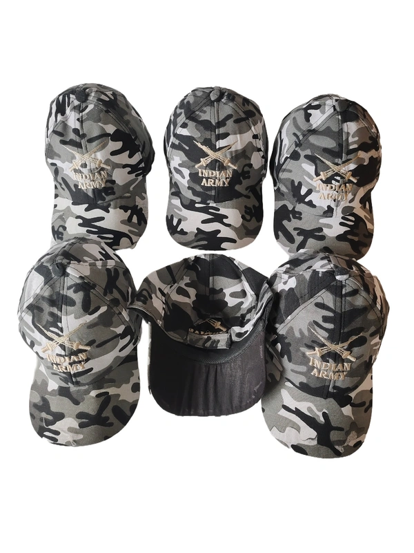 MENS ARMY PRINTED EMBROIDERED DESIGN COTTON CAP  FITTING VELCRO  - FREE, 6