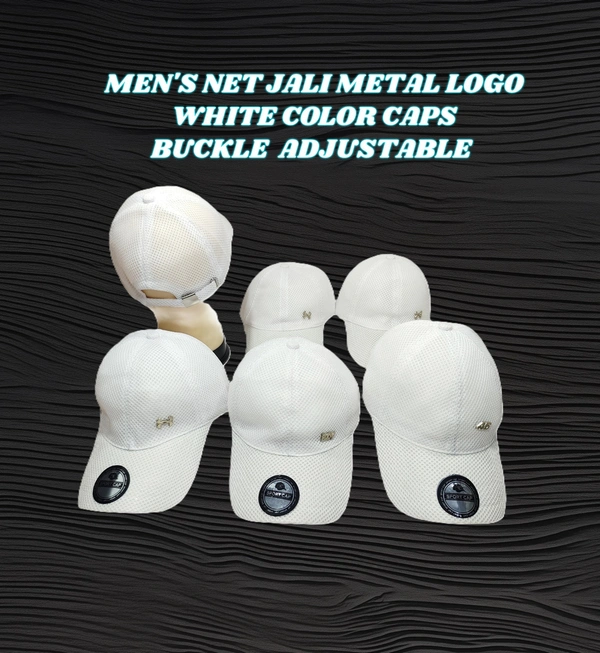 MENS NET JALI METAL LOGO WHITE COLOR CAPS BUCKLE ADJUSTABLE  - FREE, 6