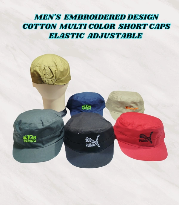 MENS MIX COLOR EMBROIDERED DESIGN COTTON SHORT CAPS FITTING ELASTIC - FREE, 6