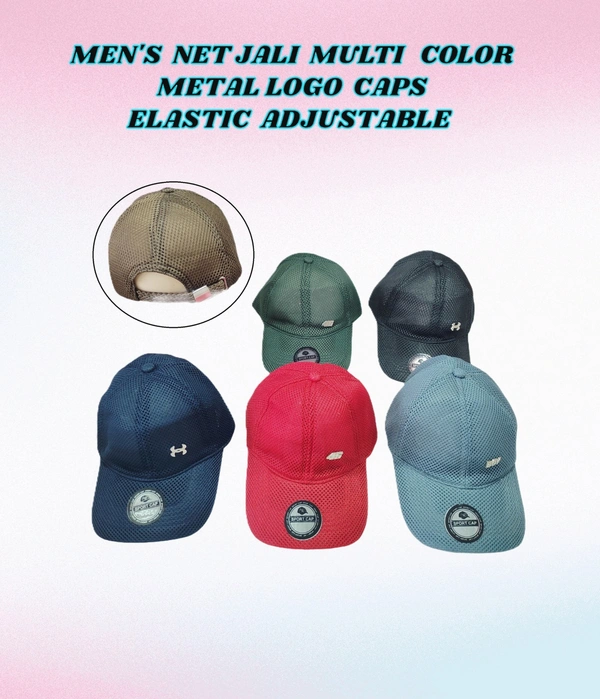 MENS NET JALI METAL LOGO MULTI  COLOR CAPS BUCKLE ADJUSTABLE  - FREE, 6