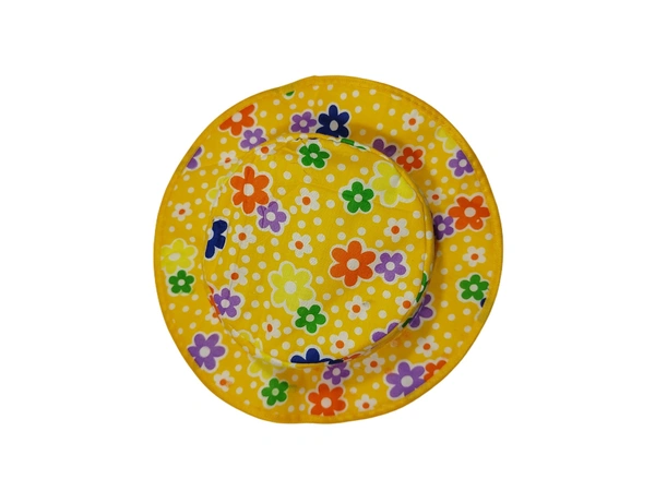 KIDS GIRLS ROUND STYLE PRINTED COTTON HAT FITTING ELASTIC - FREE, 12