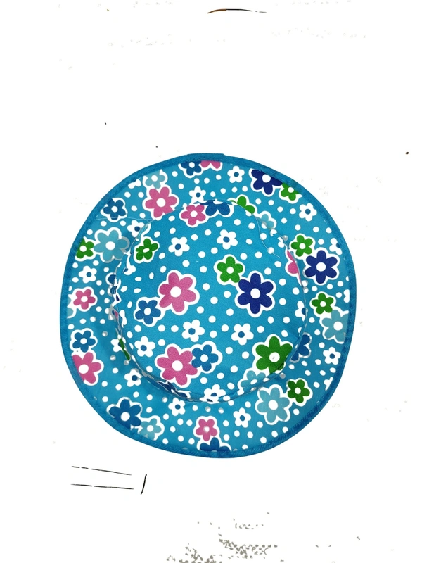 KIDS GIRLS ROUND STYLE PRINTED COTTON HAT FITTING ELASTIC - FREE, 12