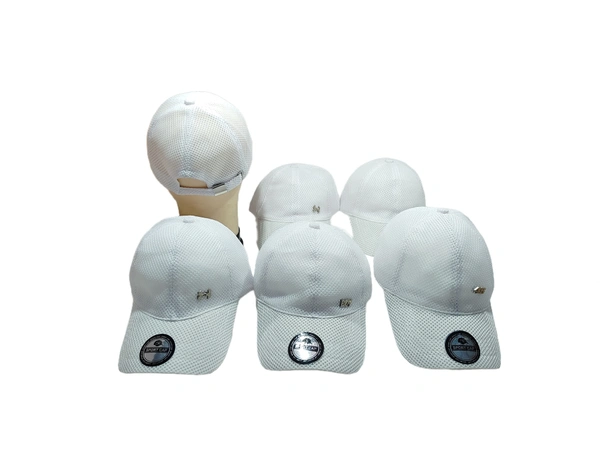 MENS NET JALI METAL LOGO WHITE COLOR CAPS BUCKLE ADJUSTABLE  - FREE, 6