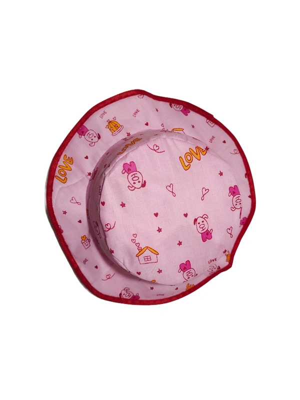 KIDS GIRLS ROUND STYLE PRINTED COTTON HAT FITTING ELASTIC - FREE, 12