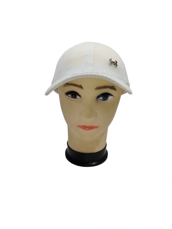 MENS NET JALI METAL LOGO WHITE COLOR CAPS BUCKLE ADJUSTABLE  - FREE, 6