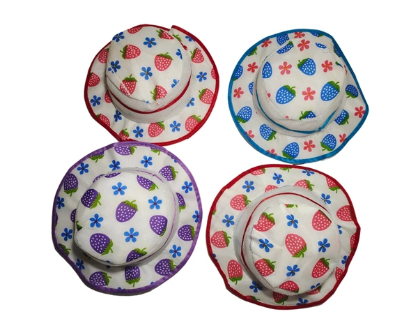 KIDS GIRLS ROUND STYLE PRINTED COTTON HAT FITTING ELASTIC - FREE, 12