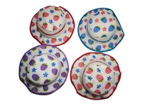 KIDS GIRLS ROUND STYLE PRINTED COTTON HAT FITTING ELASTIC - FREE, 12