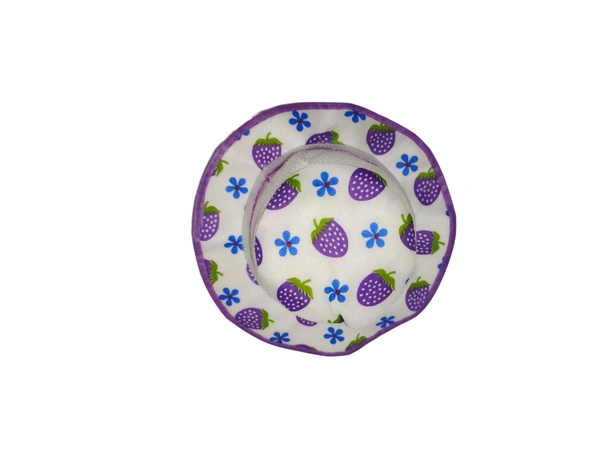 KIDS GIRLS ROUND STYLE PRINTED COTTON HAT FITTING ELASTIC - FREE, 12