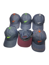 BOYS BLUE COLOR EMBROIDERED DESIGN JEANS  CAP FITTING VELCRO - FREE, 6