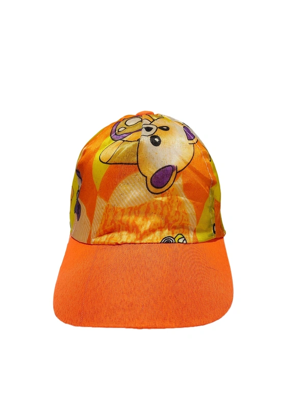 KIDS MULTI COLOR CARTOON PRINTED COTTON CAPS FITTING- ELASTIC - FREE, 6