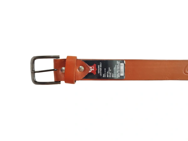 40 MM MENS GENUINE LEATHER TAN COLOR EMBOSSED DESIGN BELT SIZE 40-50(6 SIZE) - FREE, 6