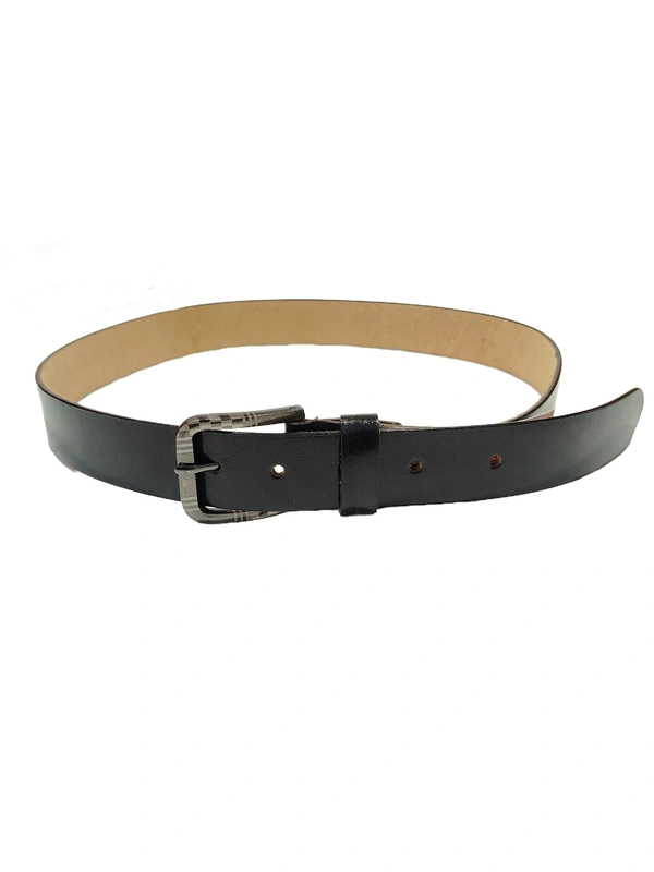 MENS GENUINE LEATHER BLACK COLOR HEAVY KANTA BUCKLE BELT - FREE, 6