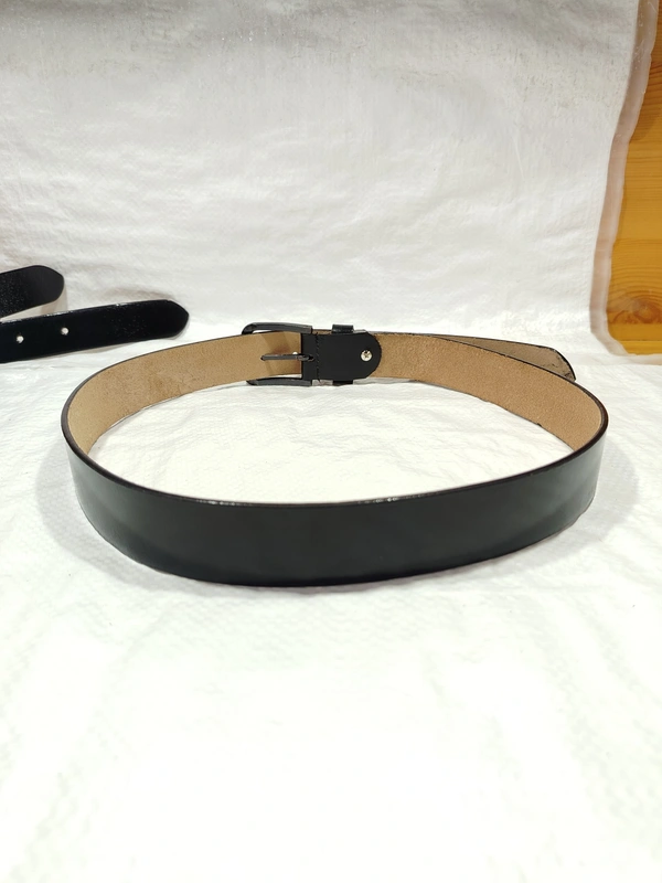 MENS GENUINE LEATHER BLACK COLOR HEAVY KANTA BUCKLE BELT - FREE, 6