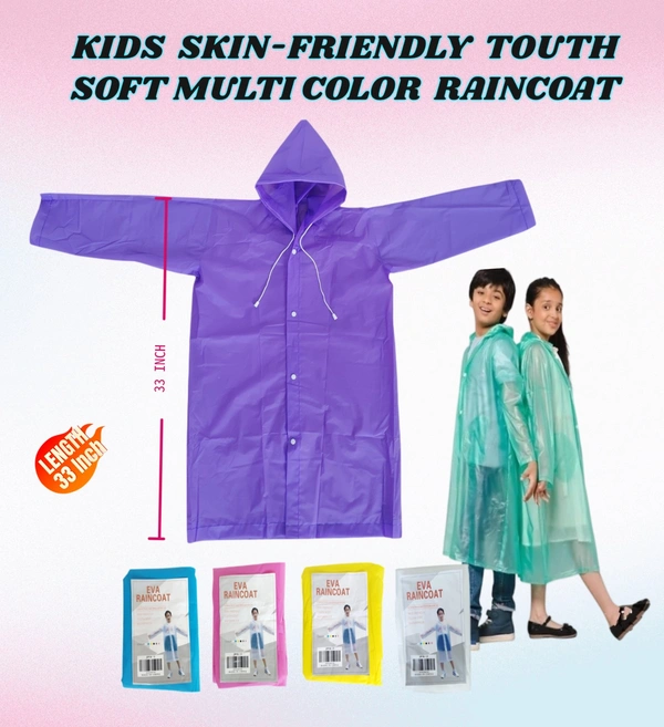 KIDS SKIN FRIENDLY TOUTH SOFT MULTI COLOR RAINCOAT - FREE, 6