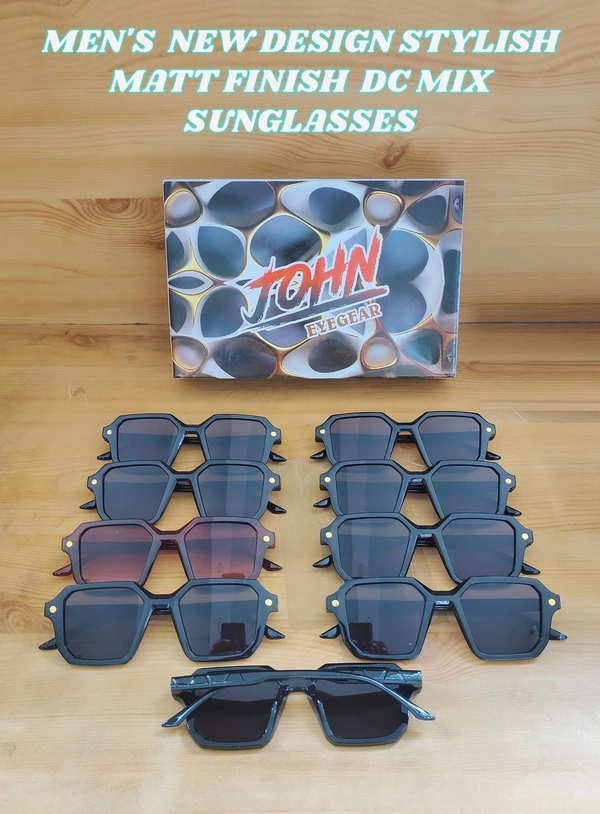 MENS NEW DESIGN STYLISH MATT FINISH DC MIX SUNGLASSES - FREE, 12