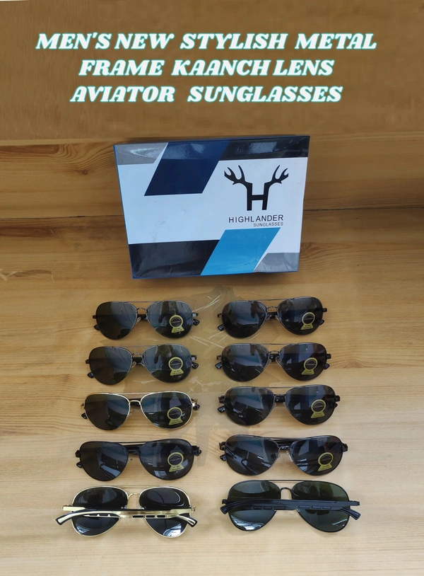 MENS NEW STYLISH METAL FRAME KAANCH LENS AVIATOR SUNGLASSES - FREE, 12