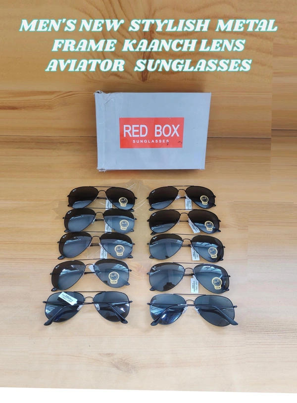 MENS NEW STYLISH METAL FRAME KAANCH LENS AVIATOR SNGLASSES - FREE, 12