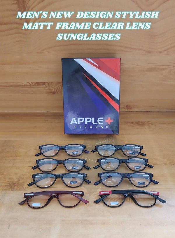 MENS NEW DESIGN STYLISH MATT FRAME CLEAR LENS SUNGLASSES - FREE, 12