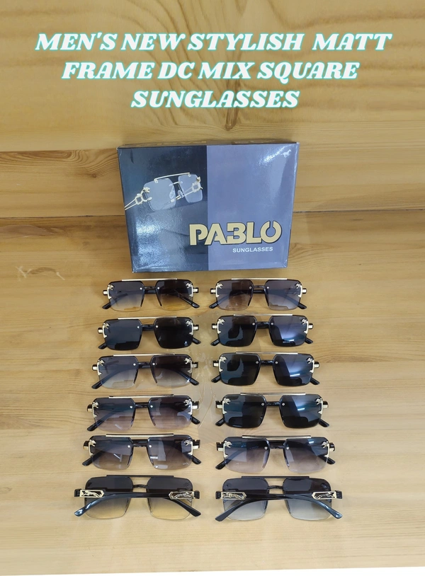 MENS NEW STYLISH MATT FRAME DC MIX SQUARE  SUNGLASSES - FREE, 12
