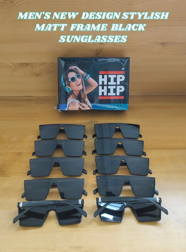 MENS NEW DESIGN STYLISH MATT FRAME BLACK SUNGLASSES - FREE, 12