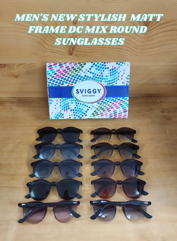 MENS NEW STYLISH MATT FRAME DC MIX ROUND SUNGLASSES  - FREE, 12