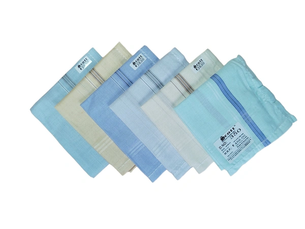 MENS PURE COTTON MIX COLOR STRIP DSIGN HAND KERCHIEFS - FREE, 12