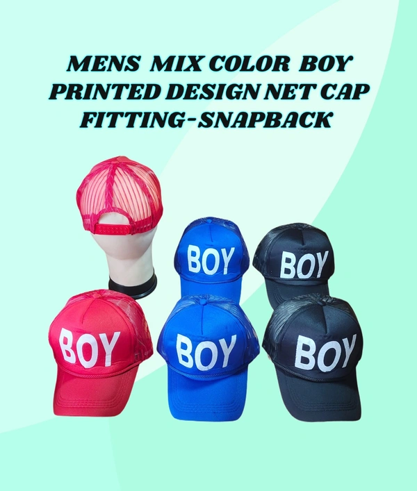 MENS MIX COLOR BOY PRINTED DESIGN NET CAP GITTING SNAPBACK - FREE, 12