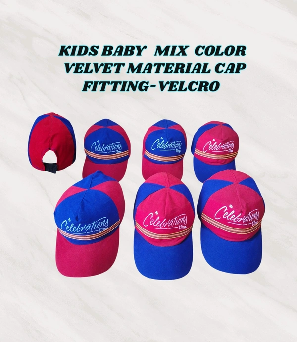 KIDS BABY MIX COLOR VELET MATERIAL CAP FITTING VELCRO - FREE, 12